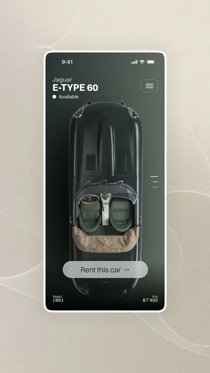 Concept d'application mobile animé : Car Rental